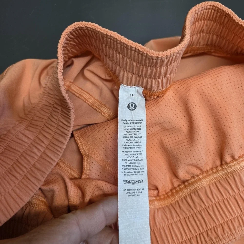 Lululemon Breakaway Track Pants Women 10 Orange Snap Button Joggers Yoga Gym